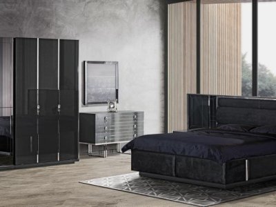 Noir Luxury Antrasit Yatak Odası